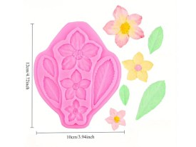 Molde silicona 3 flores y hojas